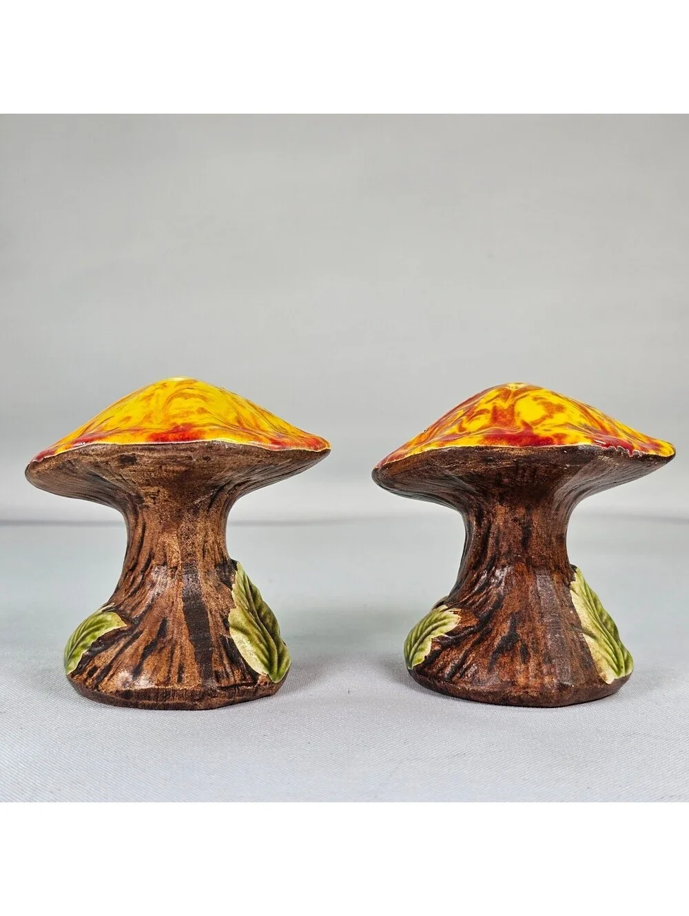 Vintage Treasure Craft Mushroom Salt and Pepper Shakers Ceramic Yellow Orange